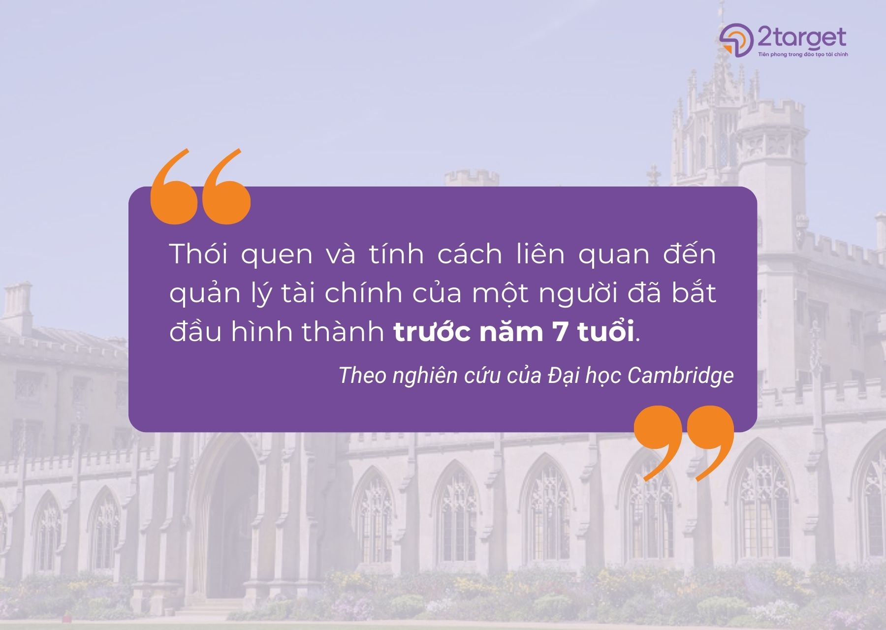 Nghiên cứu của Đại học Cambridge về độ tuổi hình thành thói quen và tính cách tài chính của một người
